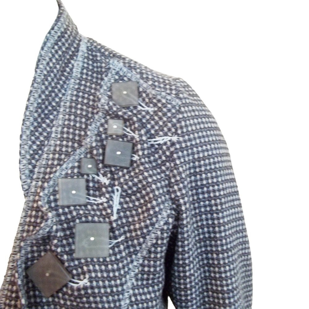 Y2K Dick & Jayne Boho Deconstructed Chunky Button Check Blazer Jacket S NWT - Picture 4 of 7